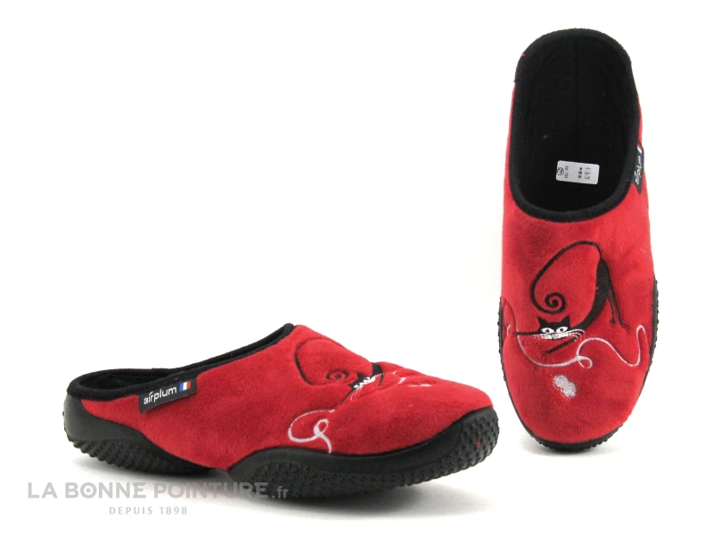 AirPlum BOOGY Rouge - Chat Noir - Pantoufle Femme 3 AirPlum BOOGY Rouge - Chat Noir - Pantoufle Femme
