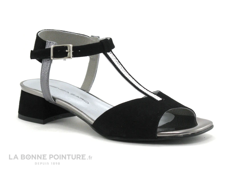 Brenda Zaro F2702 Suede Noir - Bride Salome - Sandale Talon 7 Brenda Zaro F2702 Suede Noir - Bride Salome - Sandale Talon – Image 5