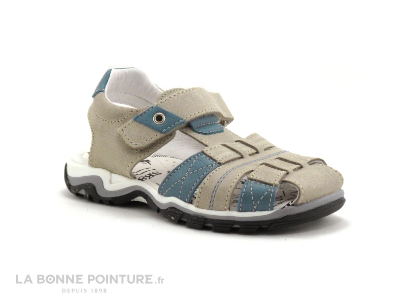 Bopy EPAUL Beige - Bleu Ciel - Sandale GARCON Avec Velcro 3 Bopy EPAUL Beige - Bleu Ciel - Sandale GARCON Avec Velcro