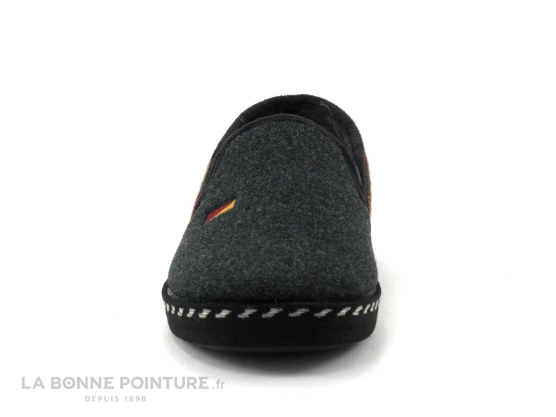 Ouf BAILLE Gris Anthracite - Carreaux Bordeaux Jaune - Chausson H 4 Ouf BAILLE Gris Anthracite - Carreaux Bordeaux Jaune - Chausson H – Image 2