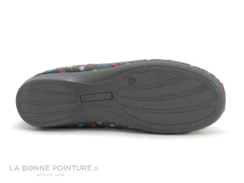 Zels 2378 Gris - Pois Et Pompon Multicolores - Pantoufle Ballerine 6 Zels 2378 Gris - Pois Et Pompon Multicolores - Pantoufle Ballerine – Image 4
