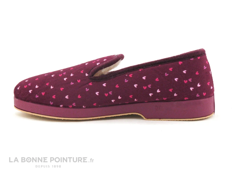 Saez CADETE Bordeaux - Coeurs Roses - Charentaise Femme 4 Saez CADETE Bordeaux - Coeurs Roses - Charentaise Femme – Image 2