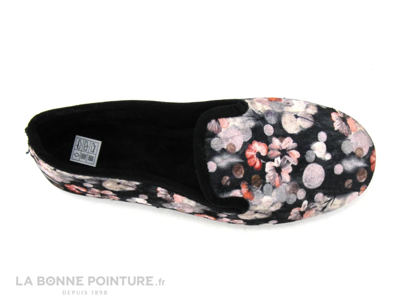 RYB 228002 Noir - Fleurs Roses - Pantoufle Souple Femme 4 RYB 228002 Noir - Fleurs Roses - Pantoufle Souple Femme – Image 2