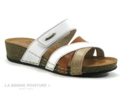 Fly Flot FLAMINGO Blanc Marron Beige - Mule Talon Compense
