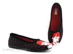 Ouf Tempo COMINO Noir Rouge - Audrey Hepburn - Pantoufle Ballerine