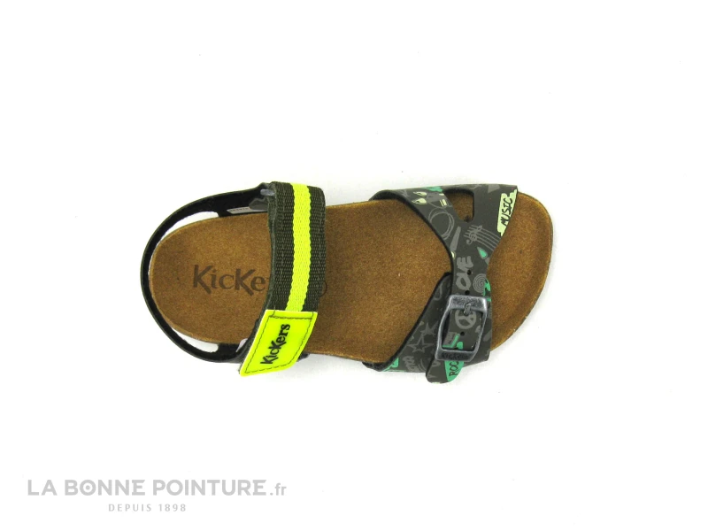 Kickers SOSTREET Kaki Jaune Imprime - Sandale Reglable GARCON 8 Kickers SOSTREET Kaki Jaune Imprime - Sandale Reglable GARCON – Image 6