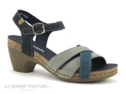 Nouveaux produits 15 Jungla 7459 - Forest Jade - Nu-pieds Femme Cuir Bleu Et Vert - Petit Talon